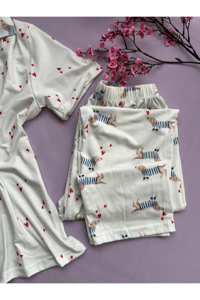 Likralı Düğmeli Kısa Kol Alt Üst Pijama Takımı
